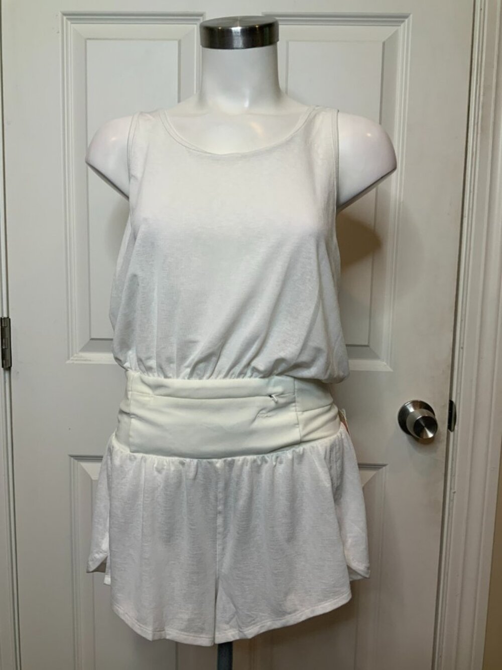 Free People Movement Painted White Light As Air Runsie Romper, Size S, NWT! $98